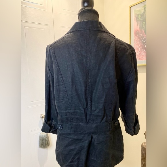 Olsen Europe black short button blazer with shorter sleeves w/ slits, back panel - Picture 3 of 8